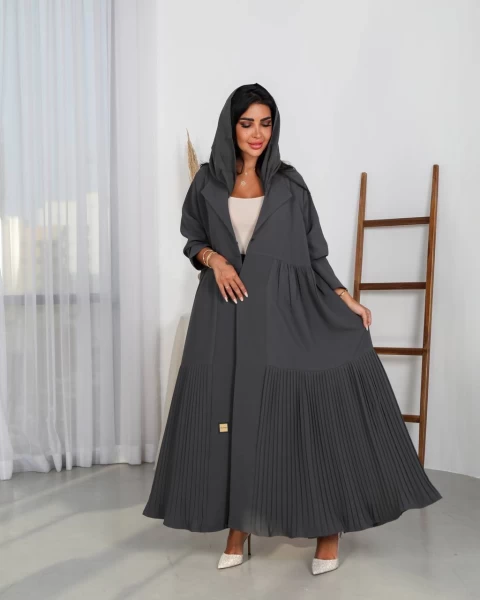 Crepe Abaya  Grey IB148 Gray